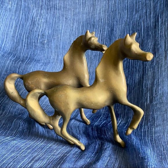 Set of Two Brass Horses - Picture 1 of 9